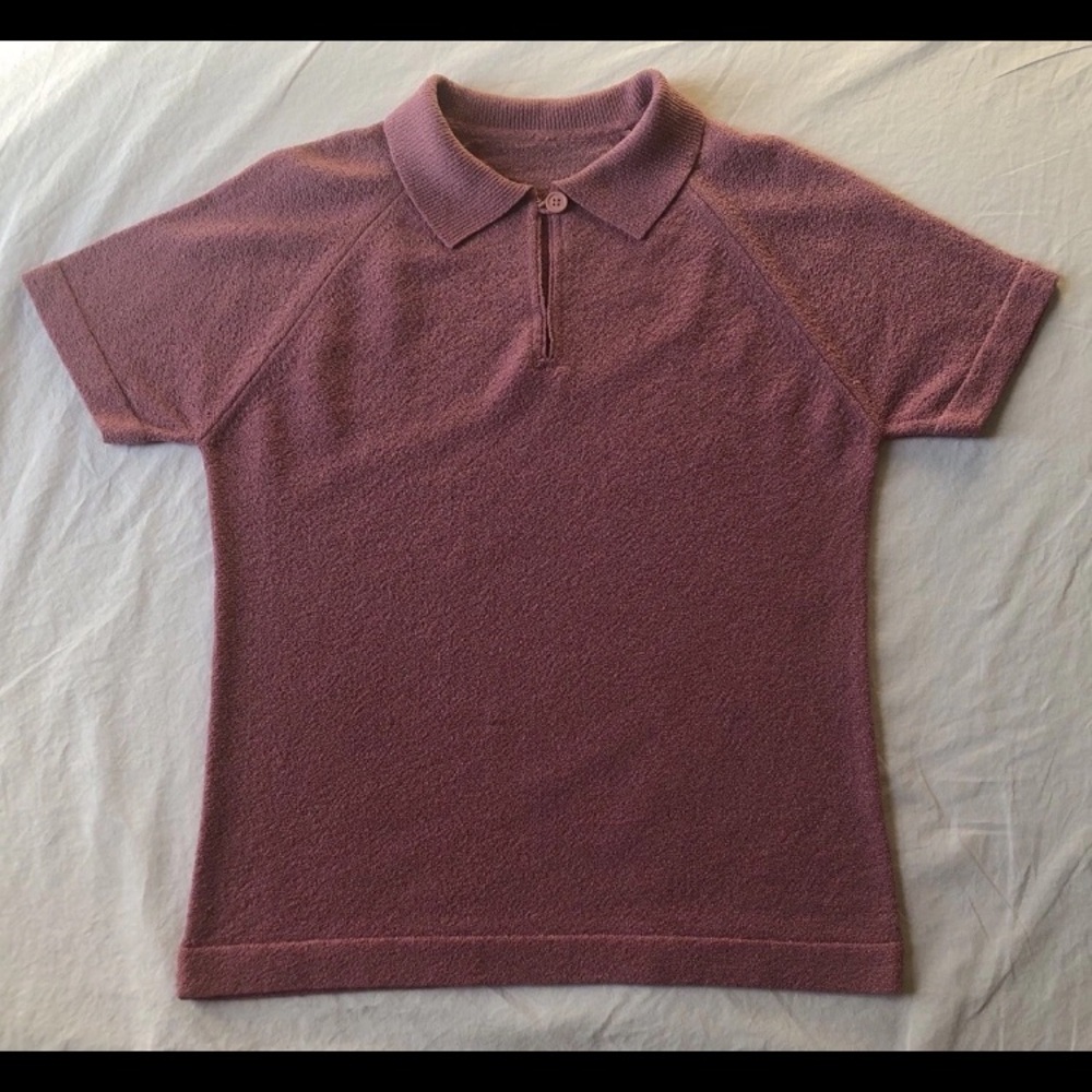 Women’s Handmade Short Sleeve Knit Polo Shirt Stretch Button